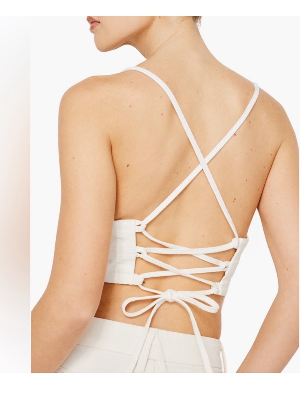 NWT 2xl runs like XL Good American White Lace-Up Crop Top